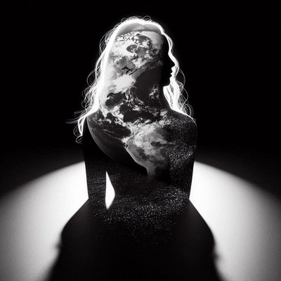Woman with earth silhouette
