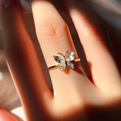 Butterfly ring on finger