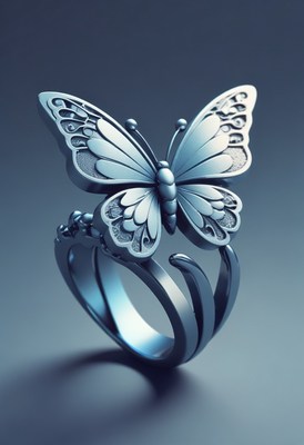 Silver butterfly ring