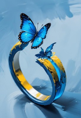 Blue butterfly ring