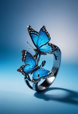 Blue butterfly ring