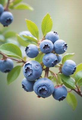 Ripe blueberries on a branch