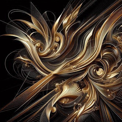 Abstract gold and black swirls