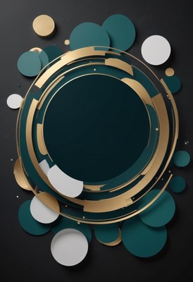 Gold and teal circular abstract design