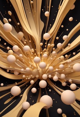Abstract 3d gold and white sphere explosion