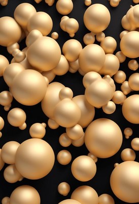 Golden spheres on black background