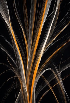 Abstract orange and white lines on black background