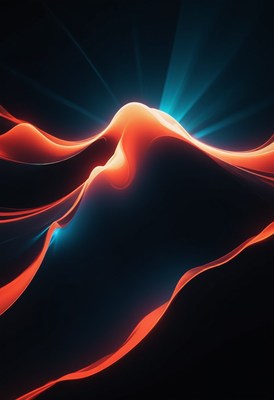 Abstract red and blue light waves