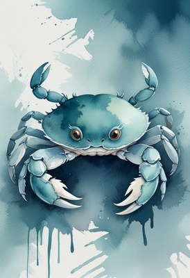 Blue crab watercolor illustration
