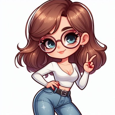 Smiling anime girl with glasses