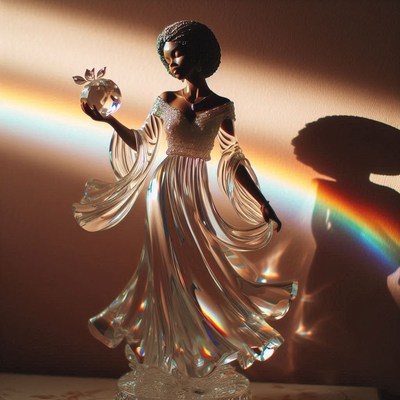 Crystal figurine with rainbow