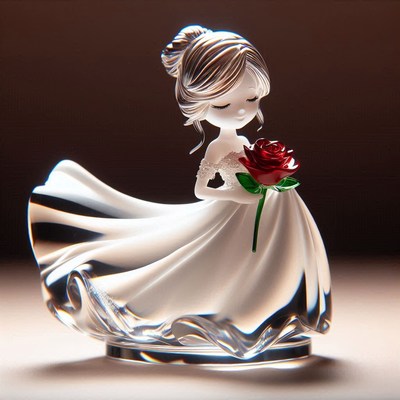 Crystal bride figurine with rose