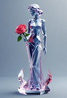 Crystal woman holding rose