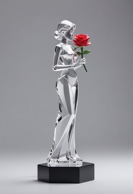 Crystal woman holding rose