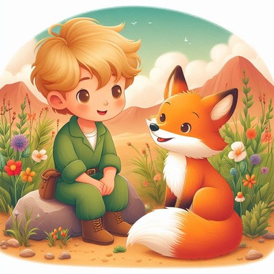 The little prince meets a fox