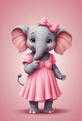 Cute elephant in pink dress