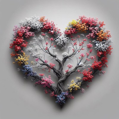 Heart-shaped tree in bloom