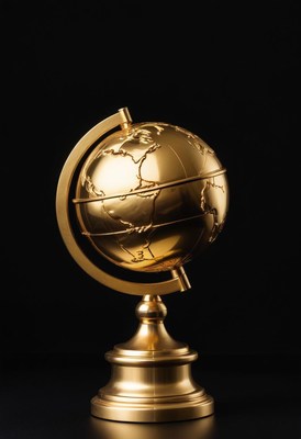 Golden globe on black background