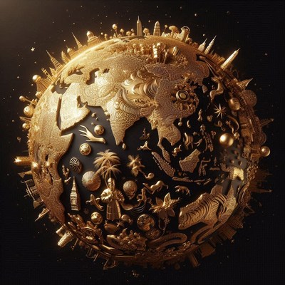 Golden globe of landmarks