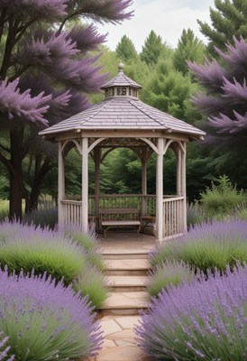 Gazebo surrounded by lavender