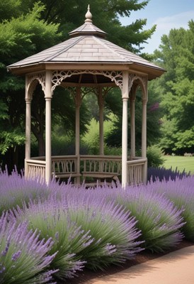 Gazebo surrounded by lavender