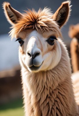 Alpaca portrait in the sun