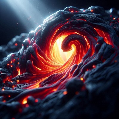 Molten lava swirling into a vortex