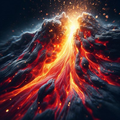 Erupting volcano close-up
