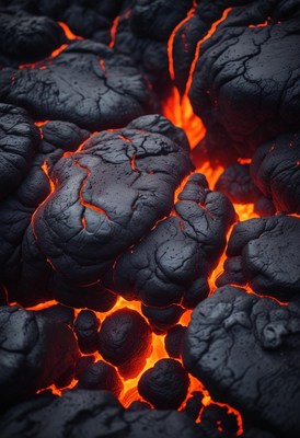 Molten lava rocks close-up