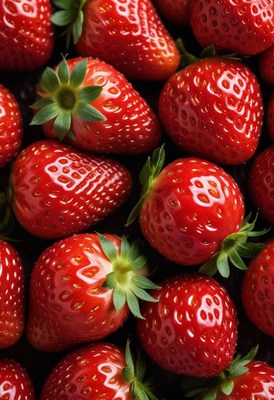 Closeup of red ripe strawberries