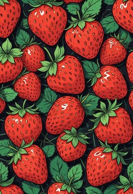 Red ripe strawberries in green foliage