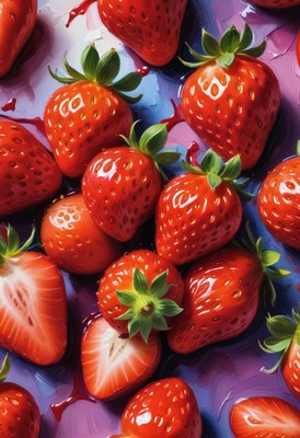 Fresh strawberries on purple background
