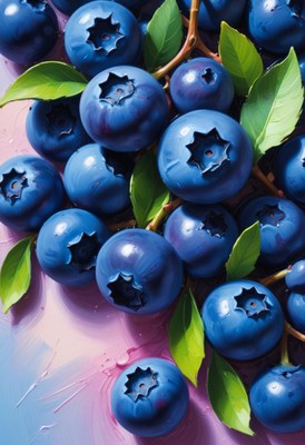 Fresh blueberries on branch