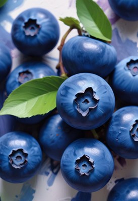 Blueberries with leaves