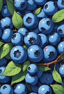 Blueberries on a branch