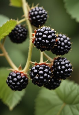 Ripe blackberries on a branch