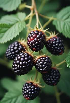 Ripe blackberries on a branch