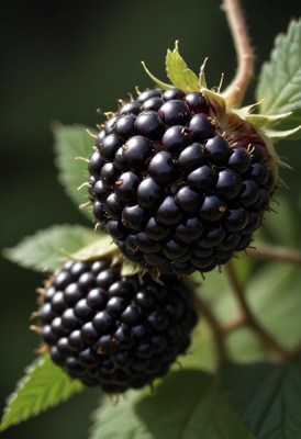 Ripe blackberries on a branch