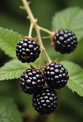 Ripe blackberries on a branch