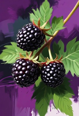 Three blackberries on a branch