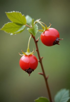 Red berries on branch in nature