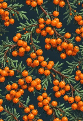 Orange berries on green branches