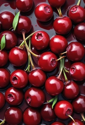 Closeup of red cherries