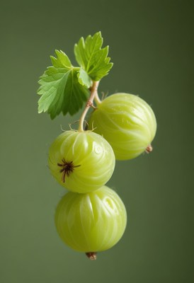 Green gooseberries with leaf