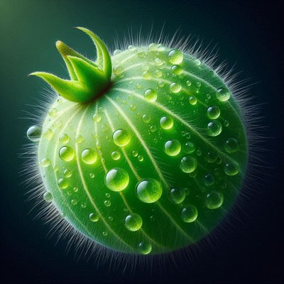 Dewy green plant bud close-up