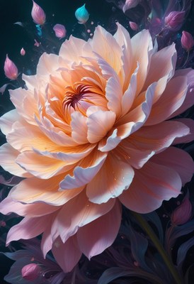 Peach blossom in a dark garden