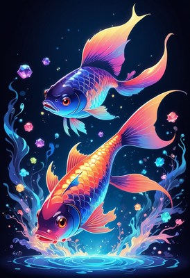 Two colorful fish swimming in water