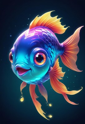 Digital illustration of a cartoon fish