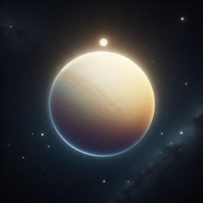 Glowing planet in deep space