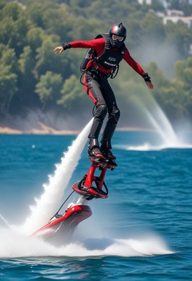 Man flyboarding on a sunny day